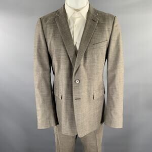 DRIES VAN NOTEN Size 44 Grey Black Heather Wool Blend Notch Lapel Suit